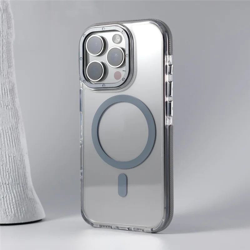 Capinha Transparente para iPhone com Design Minimalista e Compatível com Carregamento MagSafe