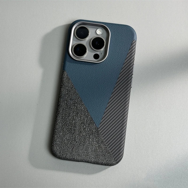Case para iPhone em Couro e Carbono com Tecnologia de Proteção Anti-impacto