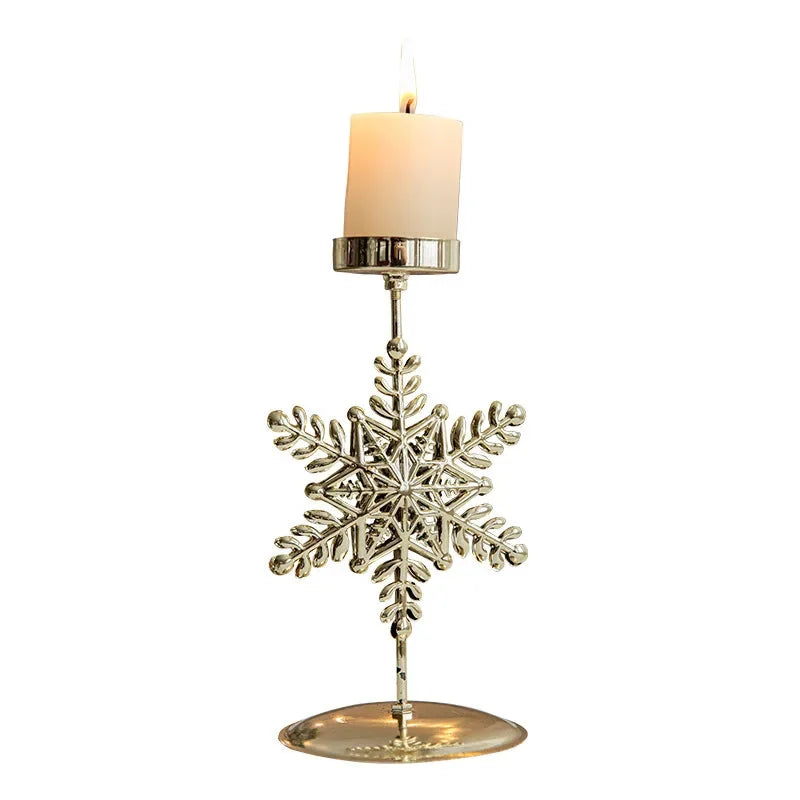 Castiçal de Ferro Dourado com Estrela e Rena para Decoração de Natal