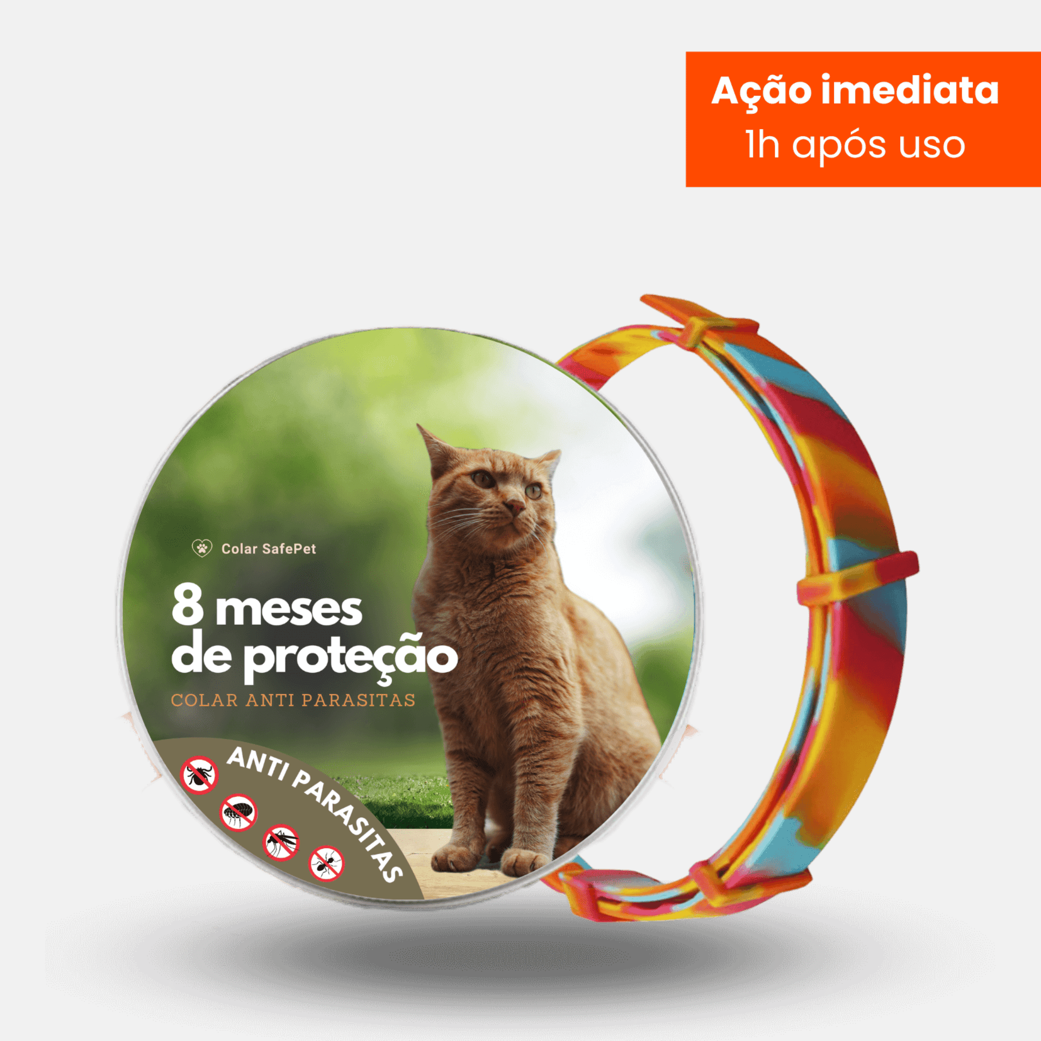 Colar Antipulgas e Carrapatos para Cães e Gatos - Proteção Duradoura por 8 Meses