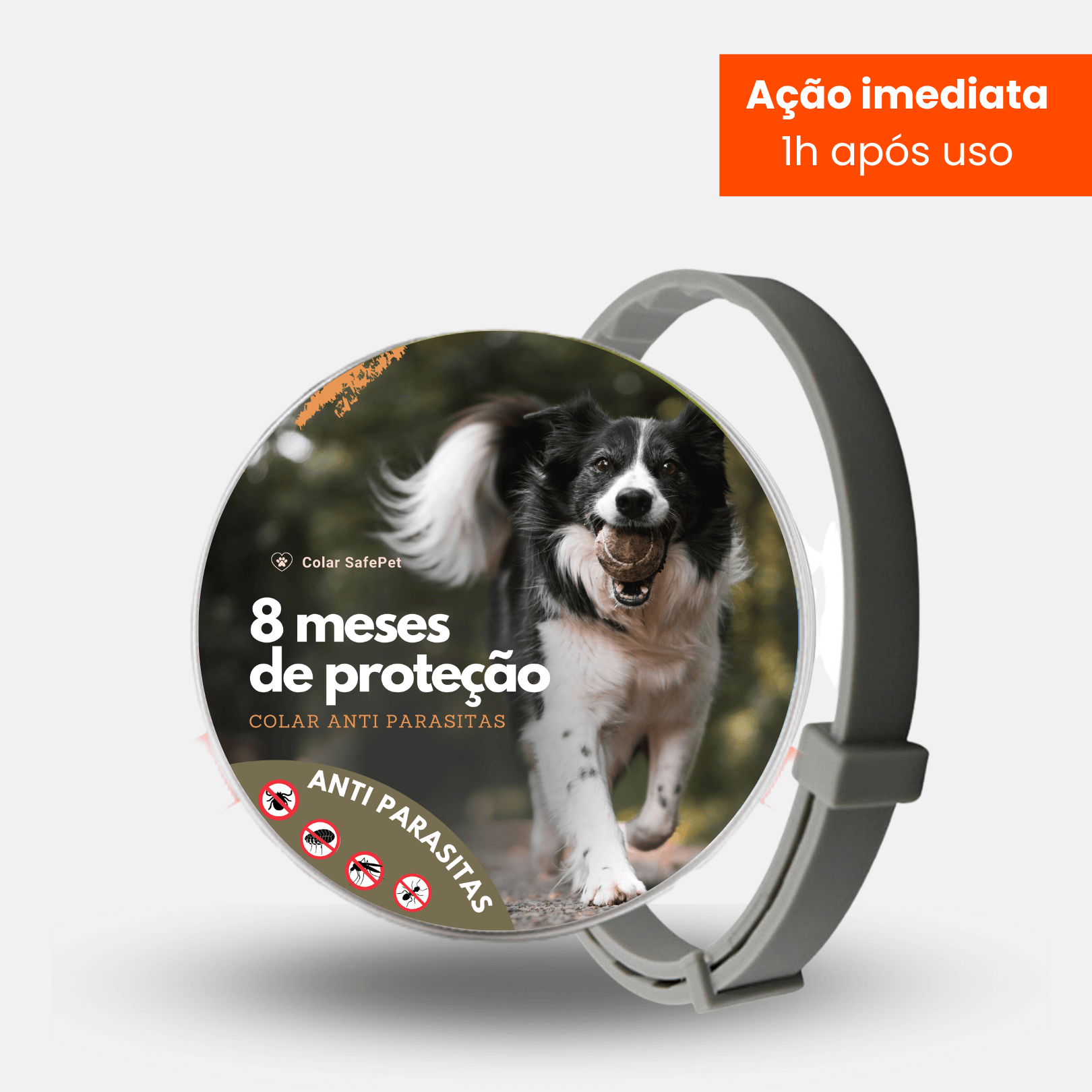 Colar Antipulgas e Carrapatos para Cães e Gatos - Proteção Duradoura por 8 Meses
