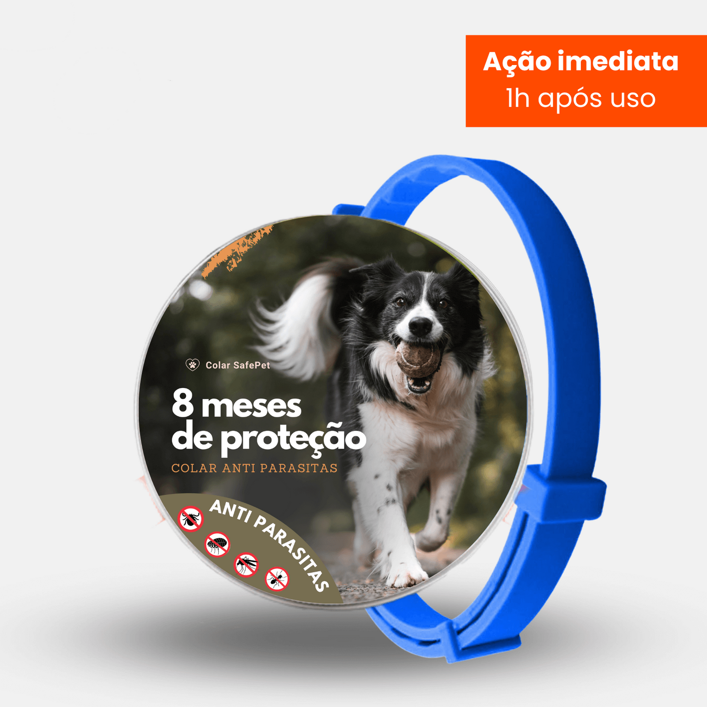 Colar Antipulgas e Carrapatos para Cães e Gatos - Proteção Duradoura por 8 Meses
