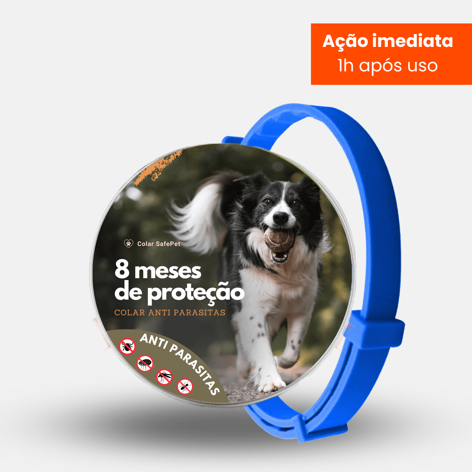 Colar Antipulgas e Carrapatos para Cães e Gatos - Proteção Duradoura por 8 Meses