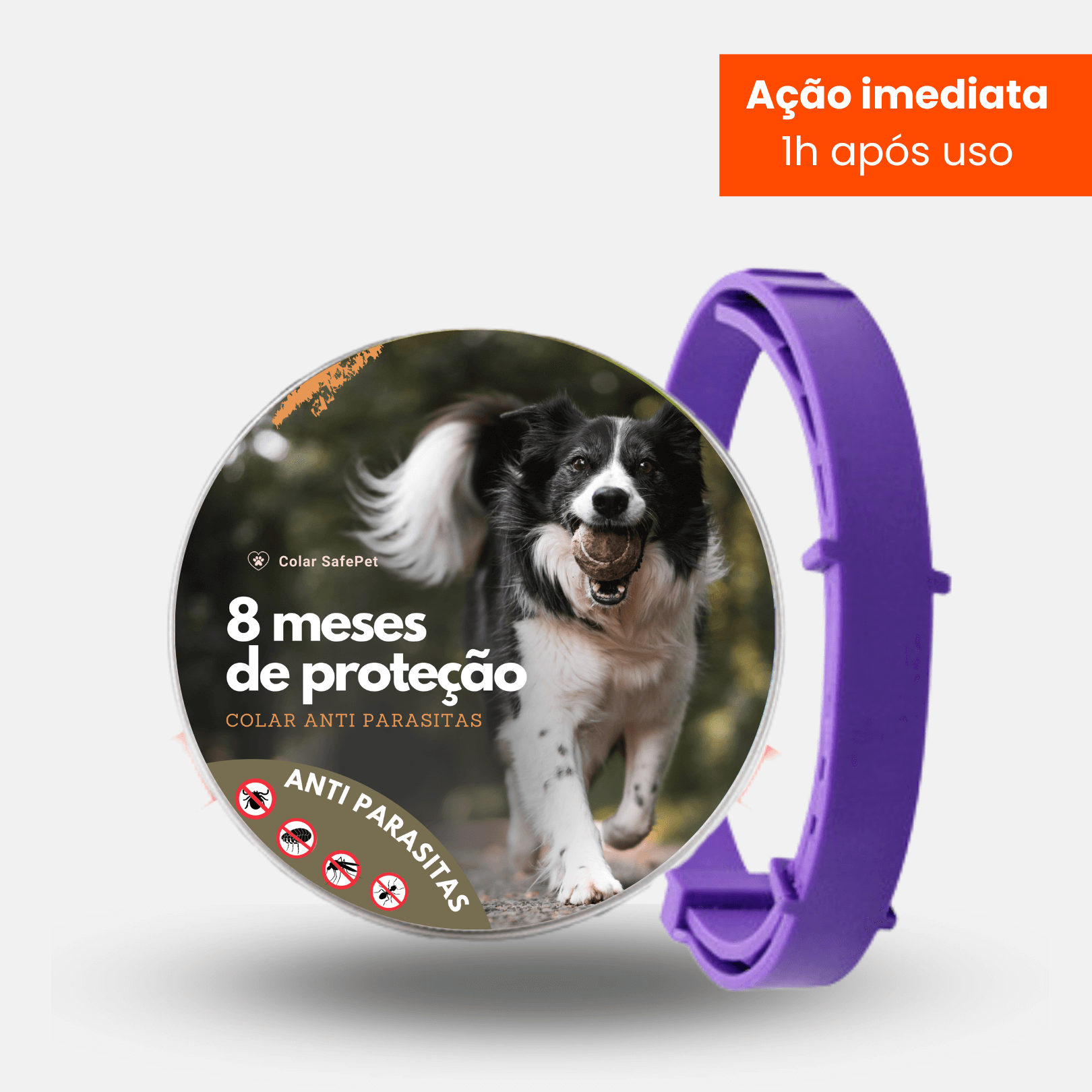 Colar Antipulgas e Carrapatos para Cães e Gatos - Proteção Duradoura por 8 Meses