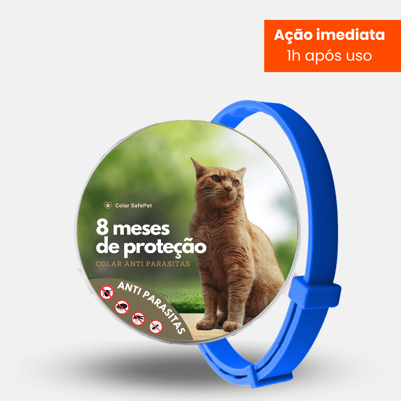 Colar Antipulgas e Carrapatos para Cães e Gatos - Proteção Duradoura por 8 Meses