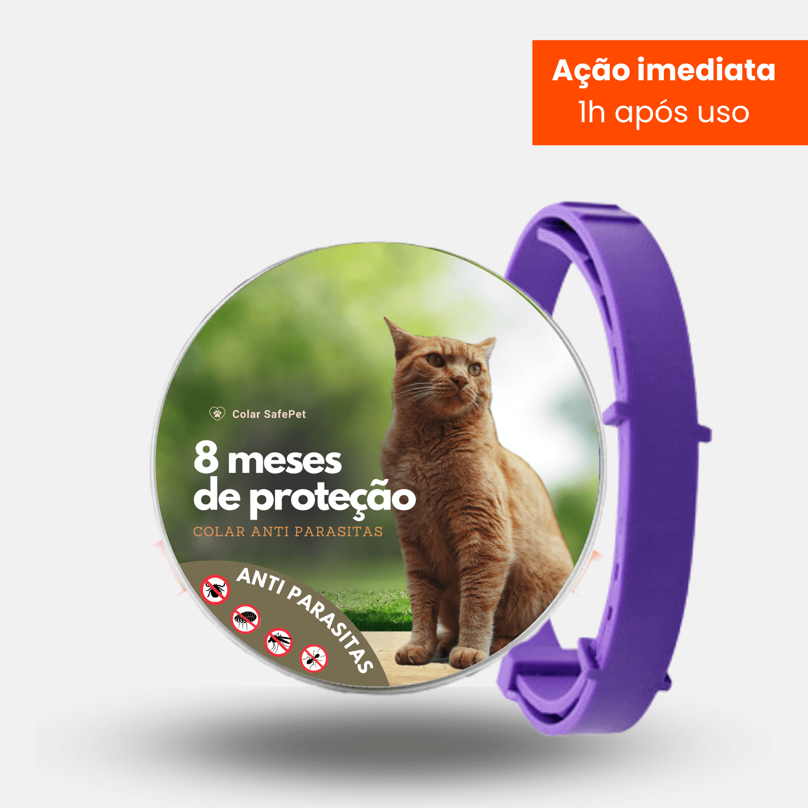 Colar Antipulgas e Carrapatos para Cães e Gatos - Proteção Duradoura por 8 Meses