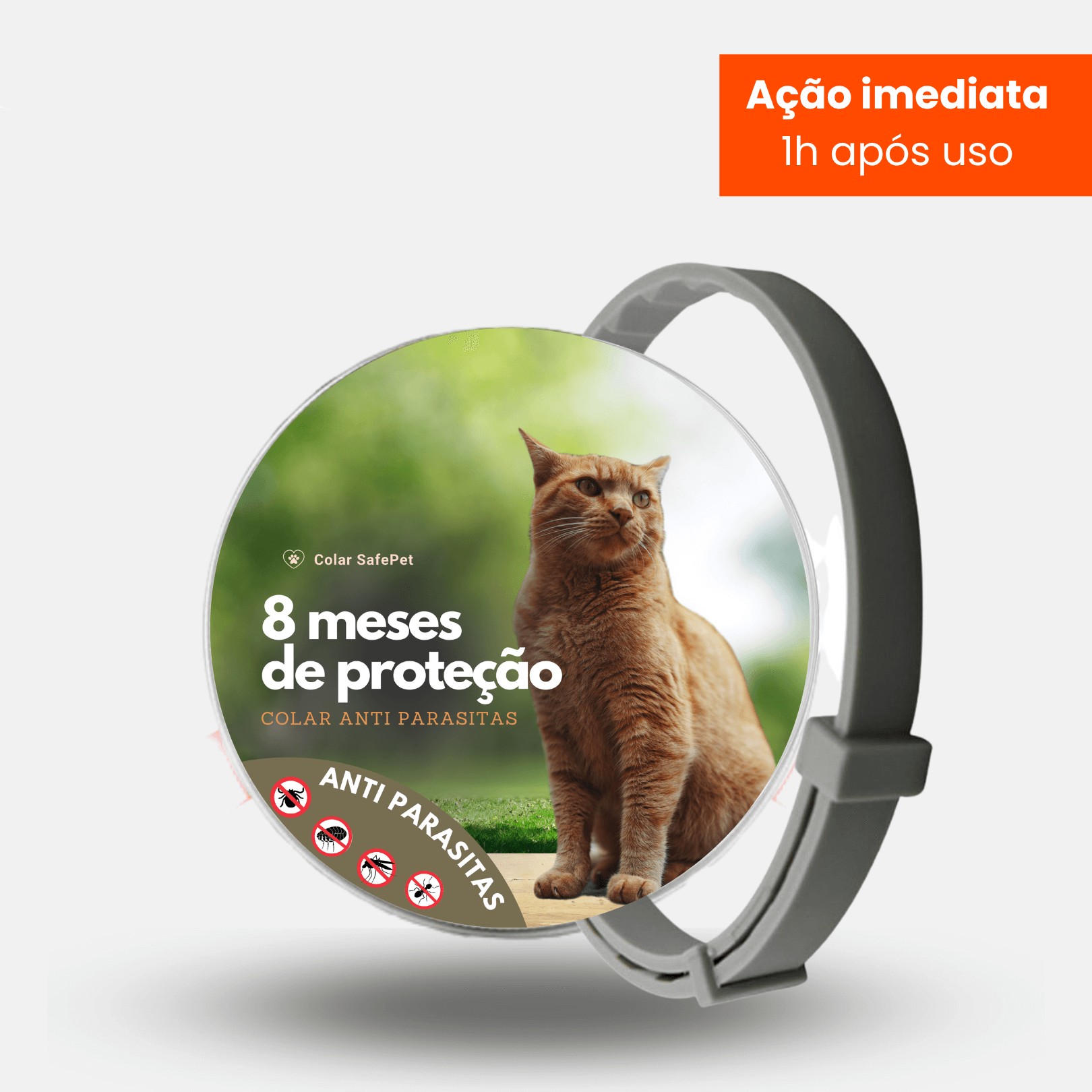 Colar Antipulgas e Carrapatos para Cães e Gatos - Proteção Duradoura por 8 Meses