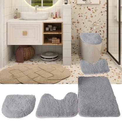 Conjunto de 3 Tapetes Antiderrapantes de Microfibra para Banheiro