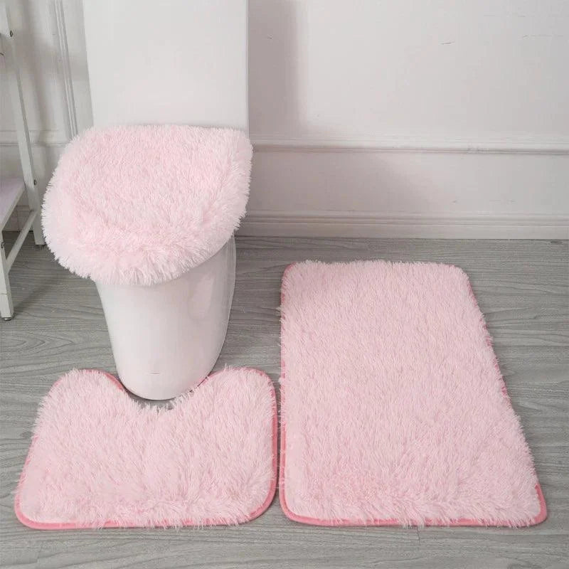 Conjunto de 3 Tapetes Antiderrapantes de Microfibra para Banheiro