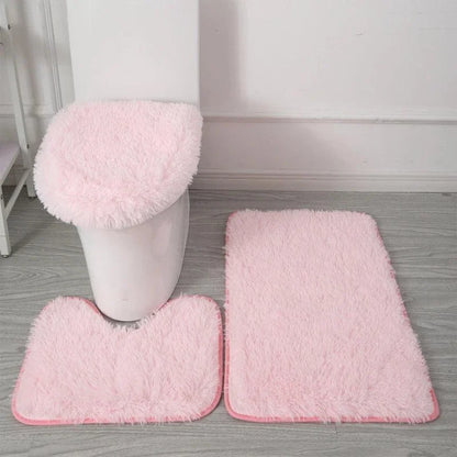 Conjunto de 3 Tapetes Antiderrapantes de Microfibra para Banheiro