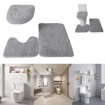 Conjunto de 3 Tapetes Antiderrapantes de Microfibra para Banheiro