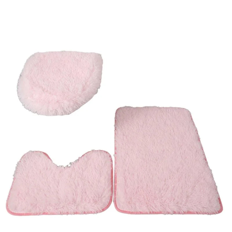 Conjunto de 3 Tapetes Antiderrapantes de Microfibra para Banheiro