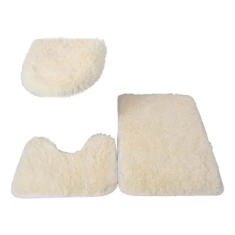 Conjunto de 3 Tapetes Antiderrapantes de Microfibra para Banheiro
