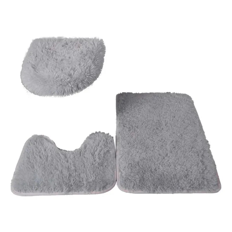 Conjunto de 3 Tapetes Antiderrapantes de Microfibra para Banheiro