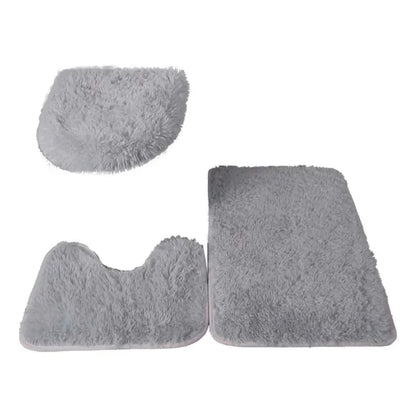Conjunto de 3 Tapetes Antiderrapantes de Microfibra para Banheiro