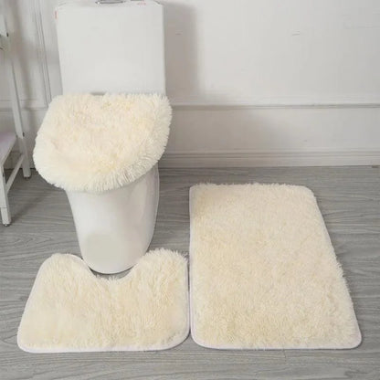 Conjunto de 3 Tapetes Antiderrapantes de Microfibra para Banheiro
