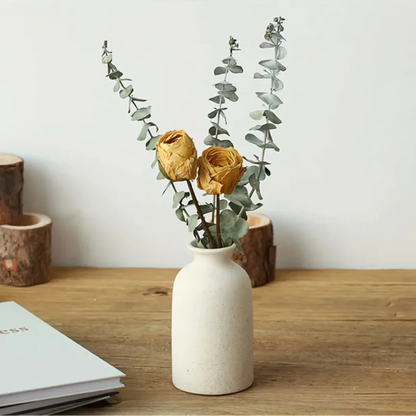 Conjunto de 3 Vasos Decorativos de Cerâmica Rústica para Sala e Escritório