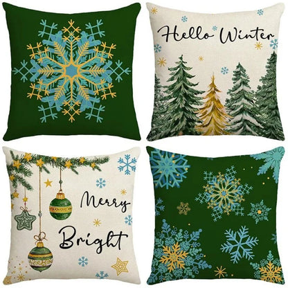 Conjunto de 4 Almofadas de Poliéster para Decoração Natalina Festiva