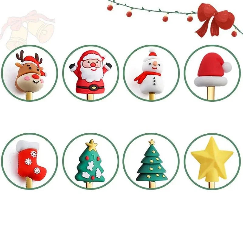 Conjunto de Talheres de Aço Inox Decorativos para Mesa de Natal - 4 Peças