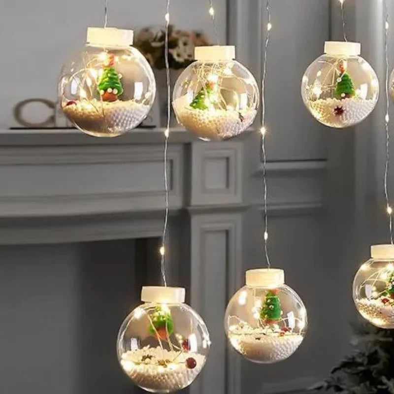 Cordão de Luzes LED Decorativas para Natal com Bolinhas Festivas