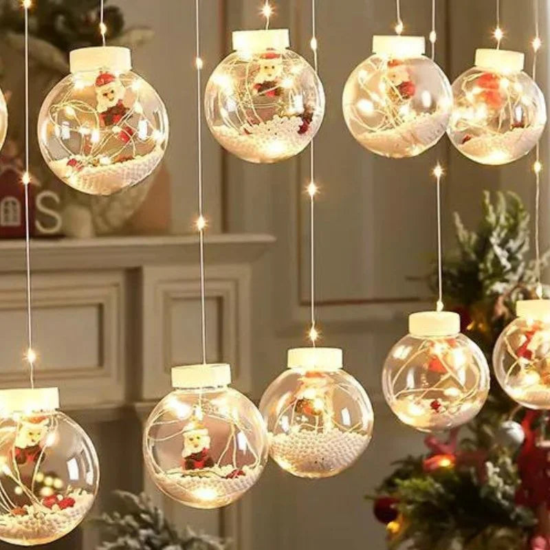 Cordão de Luzes LED Decorativas para Natal com Bolinhas Festivas