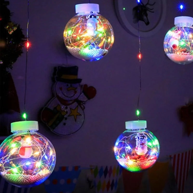 Cordão de Luzes LED Decorativas para Natal com Bolinhas Festivas