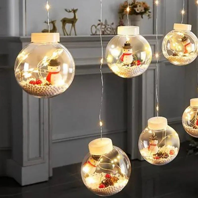 Cordão de Luzes LED Decorativas para Natal com Bolinhas Festivas