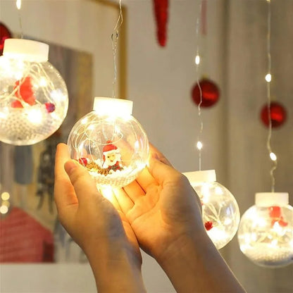 Cordão de Luzes LED Decorativas para Natal com Bolinhas Festivas