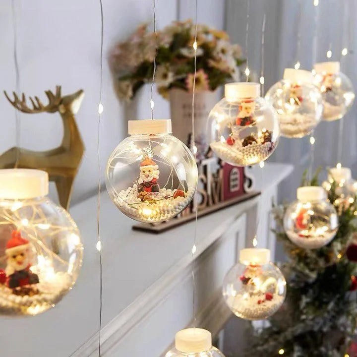 Cordão de Luzes LED Decorativas para Natal com Bolinhas Festivas