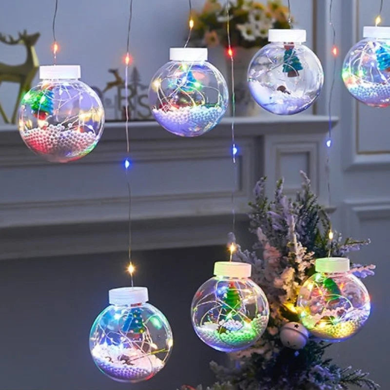 Cordão de Luzes LED Decorativas para Natal com Bolinhas Festivas
