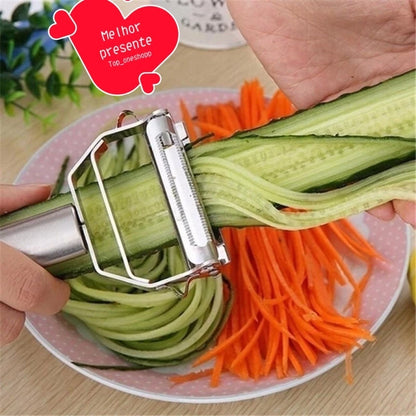 Descascador INOX Legumes Frutas Dupla Lâmina Móvel 2 Em 1