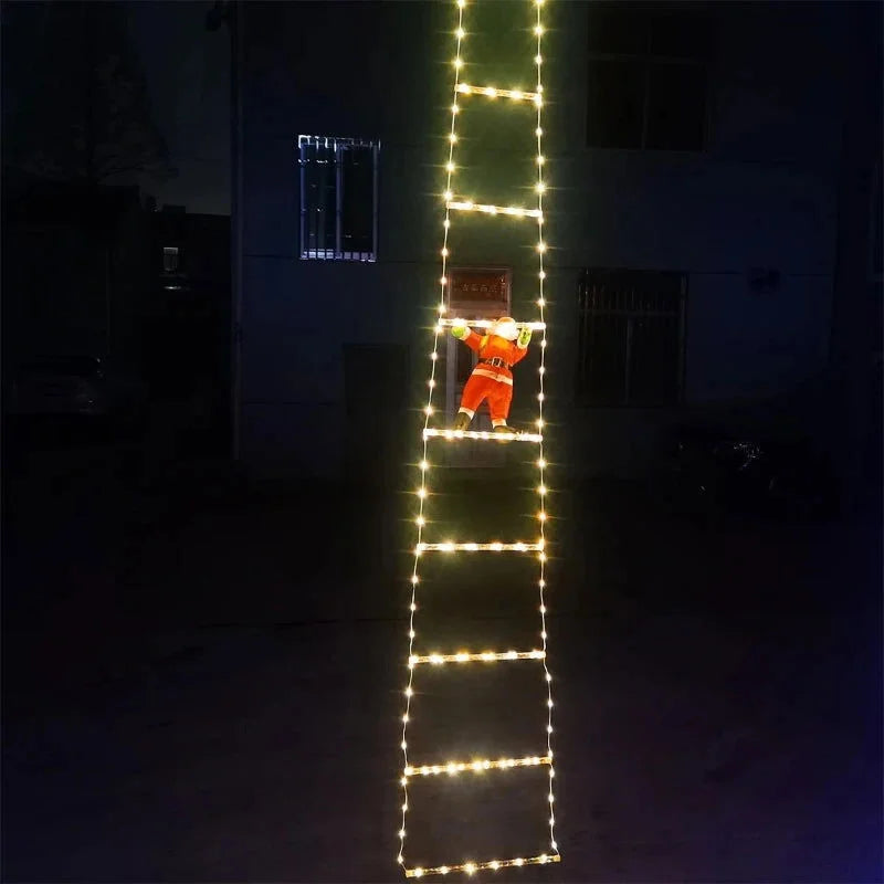 Decoração Natalina Papai Noel com Escada Iluminada de 3m - Enfeite Festivo para Natal