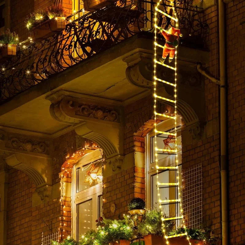 Decoração Natalina Papai Noel com Escada Iluminada de 3m - Enfeite Festivo para Natal