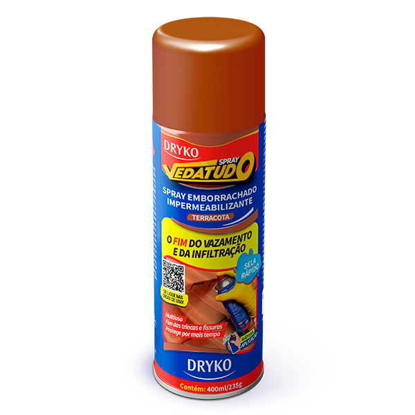 Embalagem original do Spray Dryko Vedatudo 400 ml na cor terracota