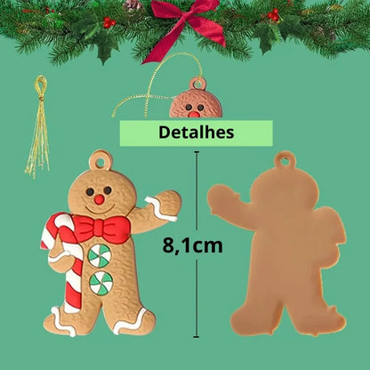 Enfeite de Natal em Formato de Biscoito - Pacote com 12 Unidades
