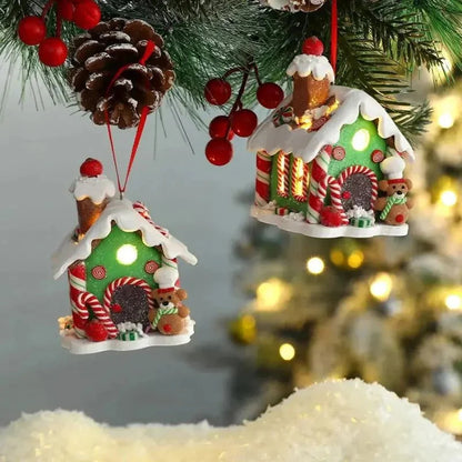 Enfeite de Natal Rústico Pingente de Casinhas para Árvore de Natal