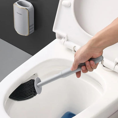 Escova sanitária de silicone com suporte para banheiro