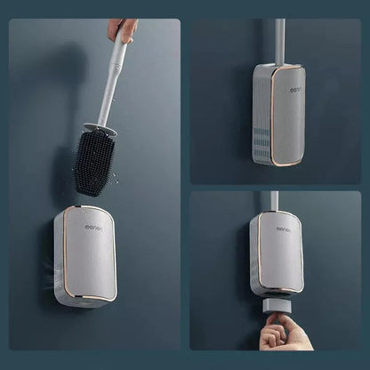 Escova sanitária de silicone com suporte para banheiro