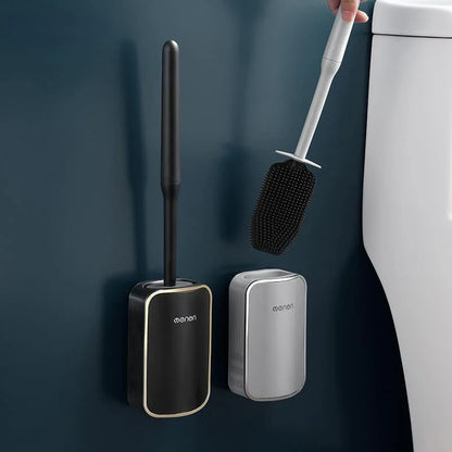 Escova sanitária de silicone com suporte para banheiro