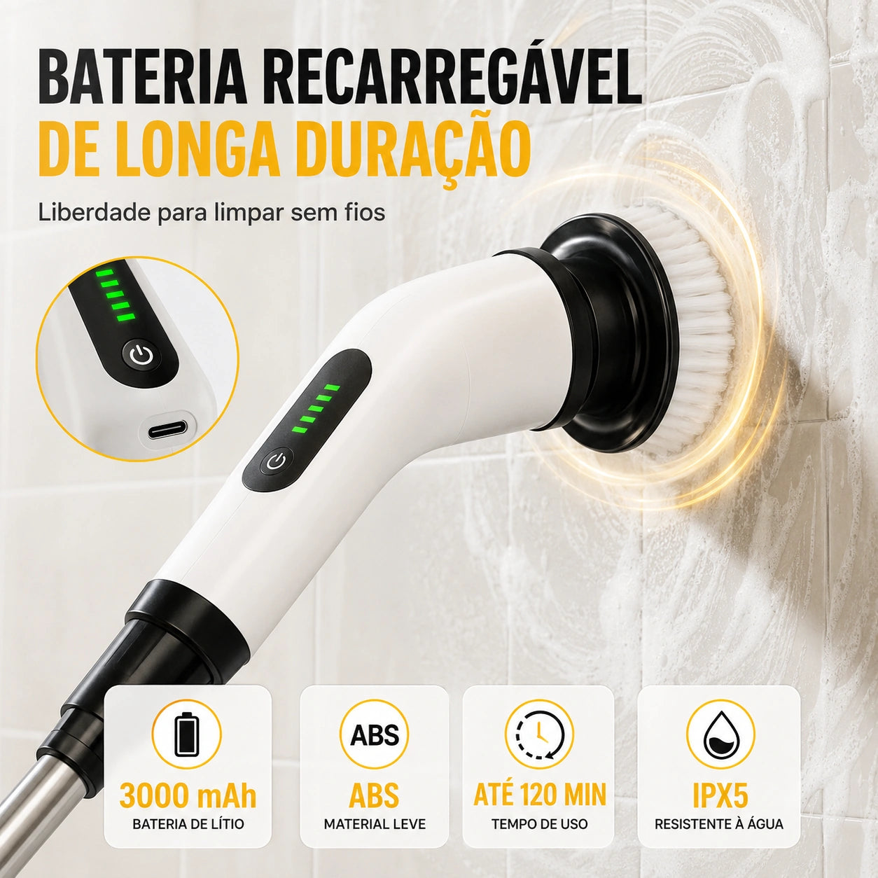 Escova Elétrica de Limpeza 9 em 1 Recarregável