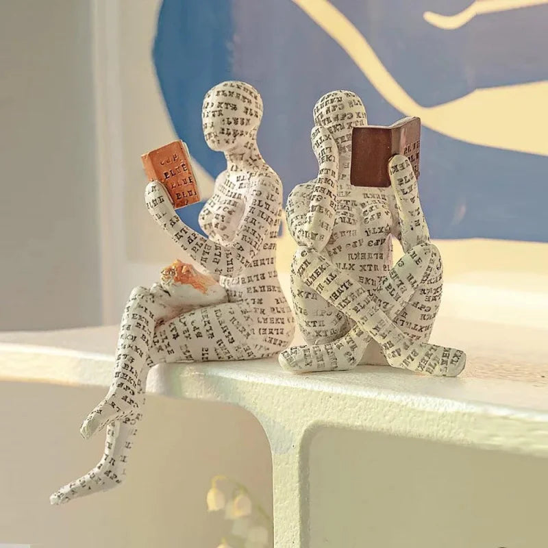 Escultura Abstrata de Resina para Decoração de Sala de Estar