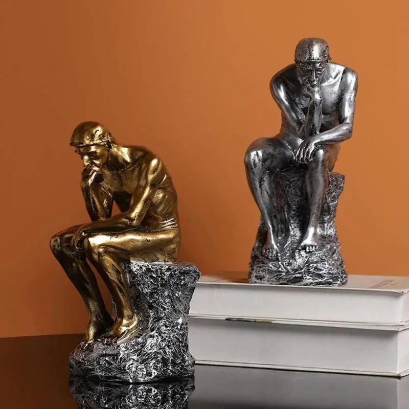 Escultura Abstrata em Resina do Pensador para Decoração de Ambientes