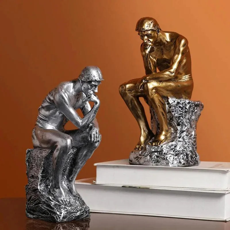 Escultura Abstrata em Resina do Pensador para Decoração de Ambientes