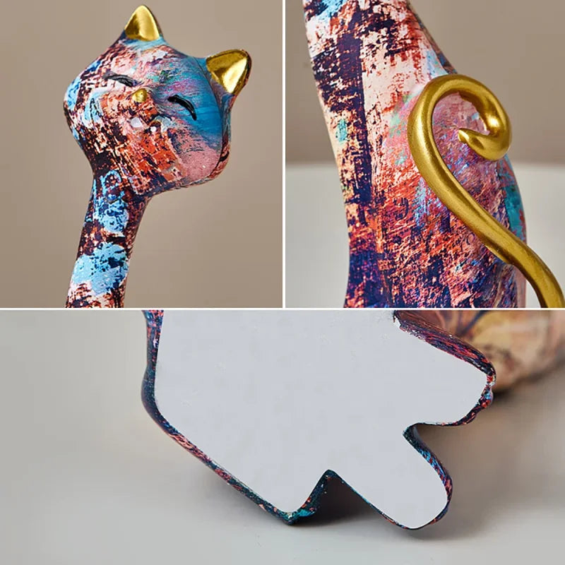 Escultura de Gato em Resina Estilo Europeu para Decoração
