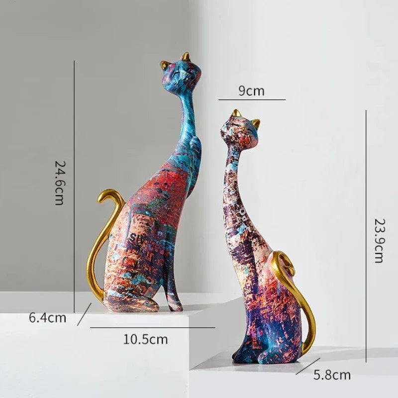 Escultura de Gato em Resina Estilo Europeu para Decoração