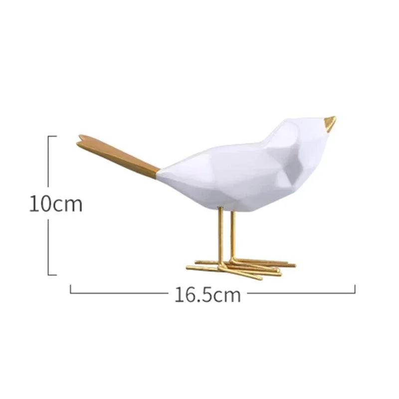 Escultura Decorativa de Pássaro Geométrico em Resina - Arte Moderna para Decoração