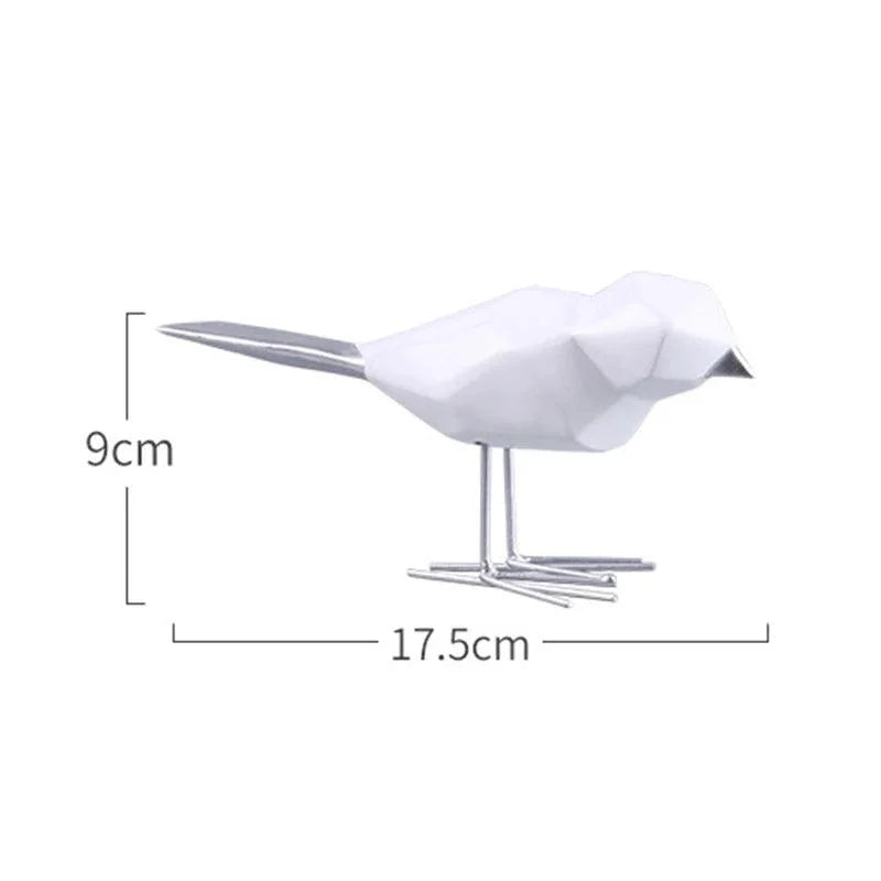 Escultura Decorativa de Pássaro Geométrico em Resina - Arte Moderna para Decoração