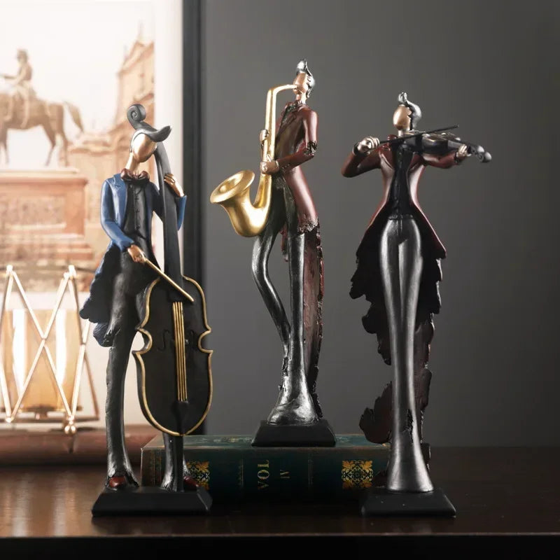 Escultura Decorativa de Resina de Instrumentos Musicais em Estilo Vintage