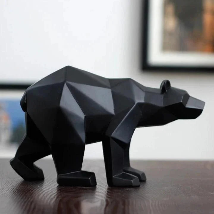 Escultura Decorativa de Urso Polar Geométrico em Resina