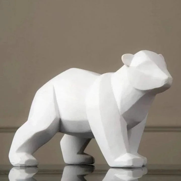 Escultura Decorativa de Urso Polar Geométrico em Resina